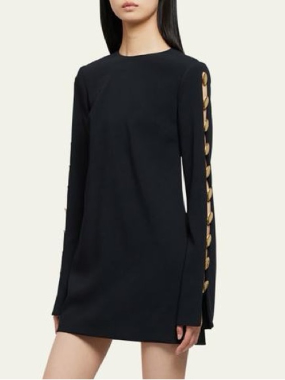 NWT SIMKHAI Black Joisian Embellished-Sleeve Crepe Mini Dress | Size 4